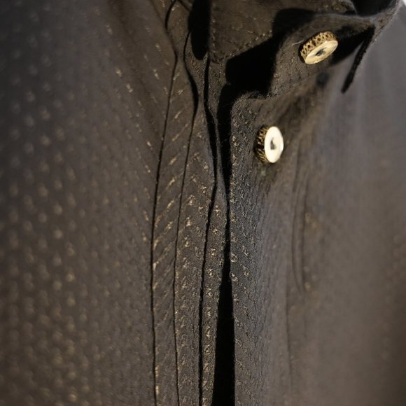 Versace Jeans Couture Men's Collared Patterned Dress Shirt Medium Black - Picture 5 of 6